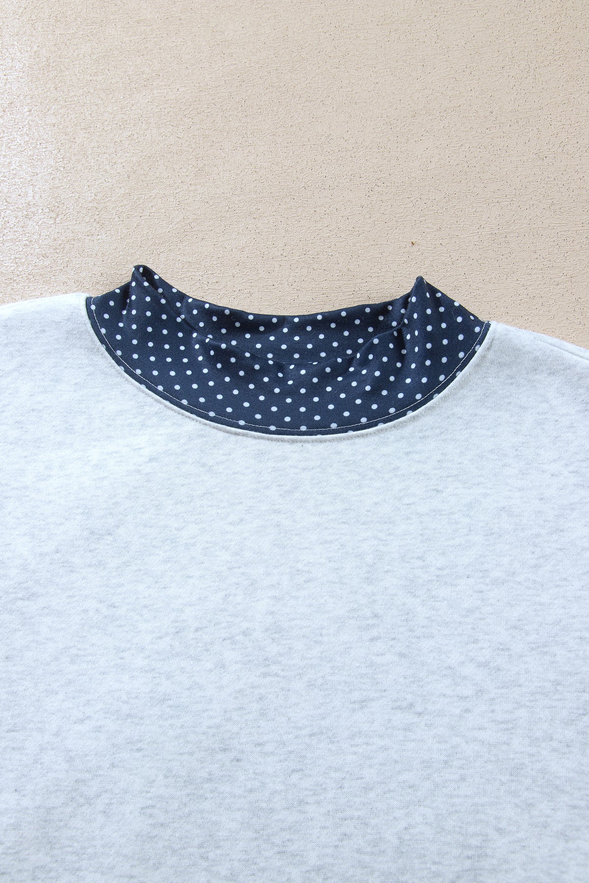 Gray Polka Dot Contrast Trim Sweatshirt