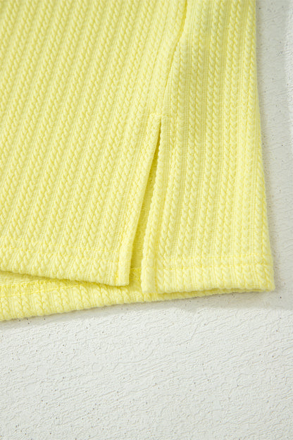 Yellow Cream Solid Color Textured Loose Tank Casual Shorts 2pcs Outfit