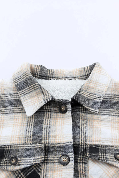 Black Vintage Plaid Fleece Lining Jacket - Chic Meadow Boutique 