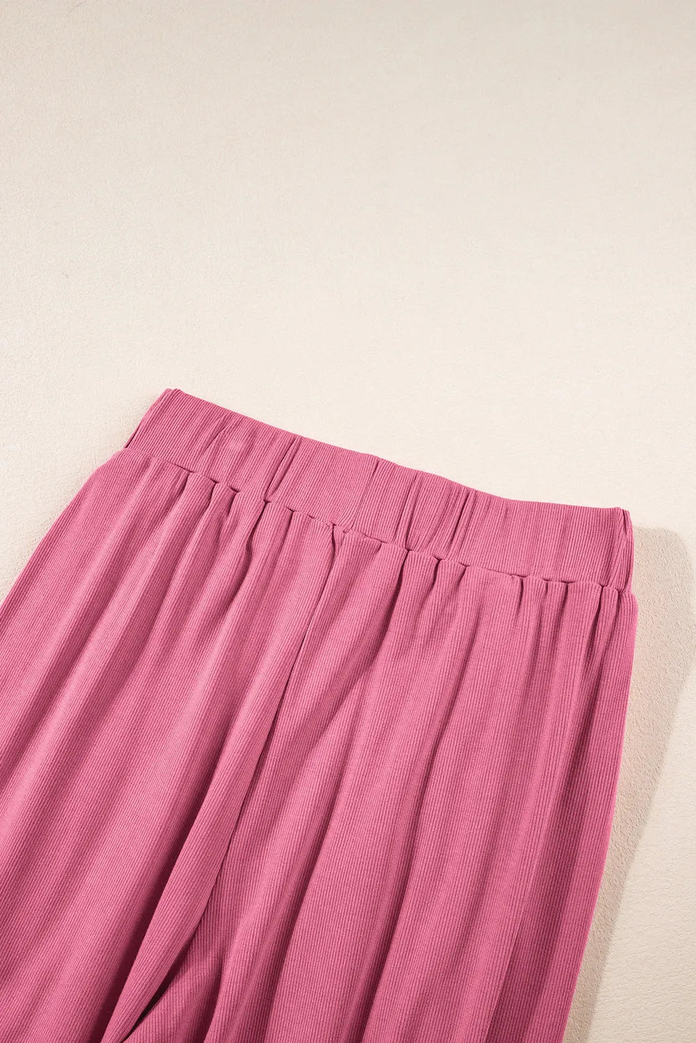 Pink Textured Sleeveless Crop Top and Wide Leg Pants Outfit - Chic Meadow Boutique 