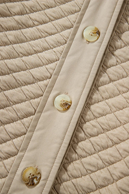 Jet Stream Solid Color Quilted Puffer Buttoned Shacket - Chic Meadow Boutique 