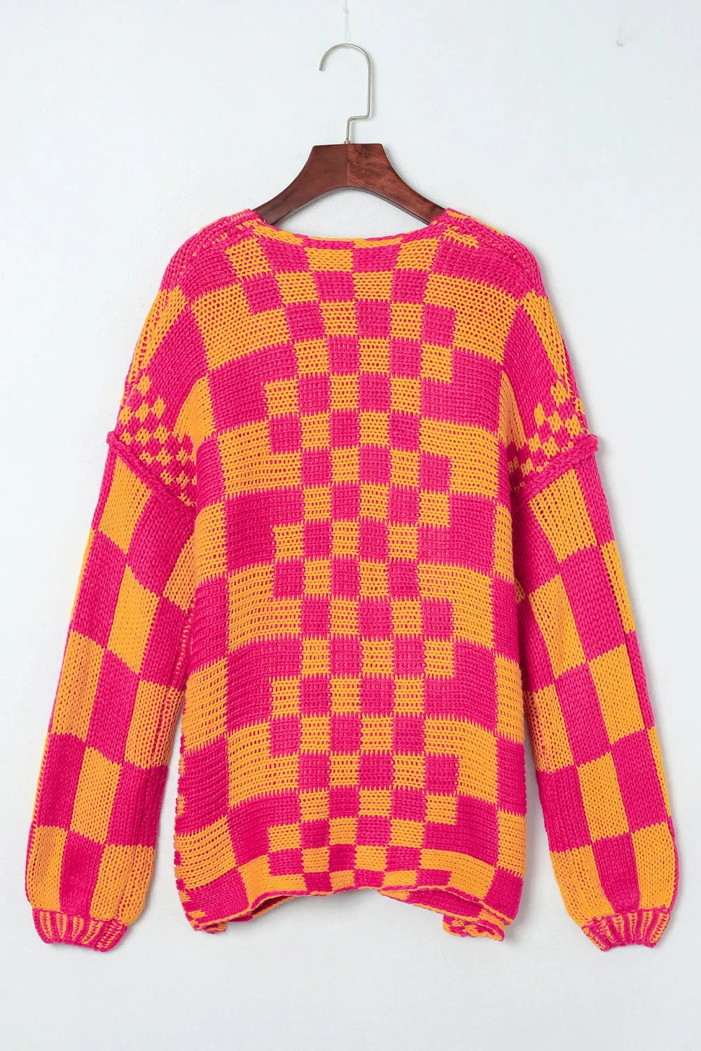 Multicolor Open Front Mixed Checkered Pattern Knit Cardigan - Chic Meadow Boutique 