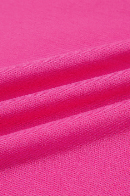 Rose Red Colorblock Edge Drop Shoulder T Shirt and Skort 2Pcs Set