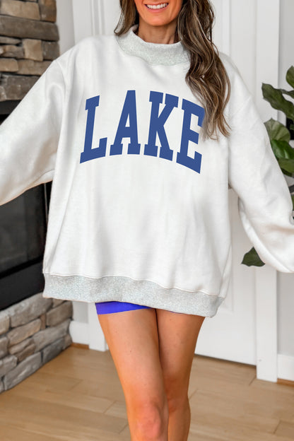 Light Grey Mock Neck Graphic Print Reversible Sweatshirt