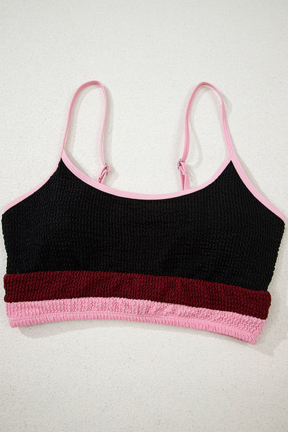 Burgundy Color Block High Waisted Sexy Bikini Set