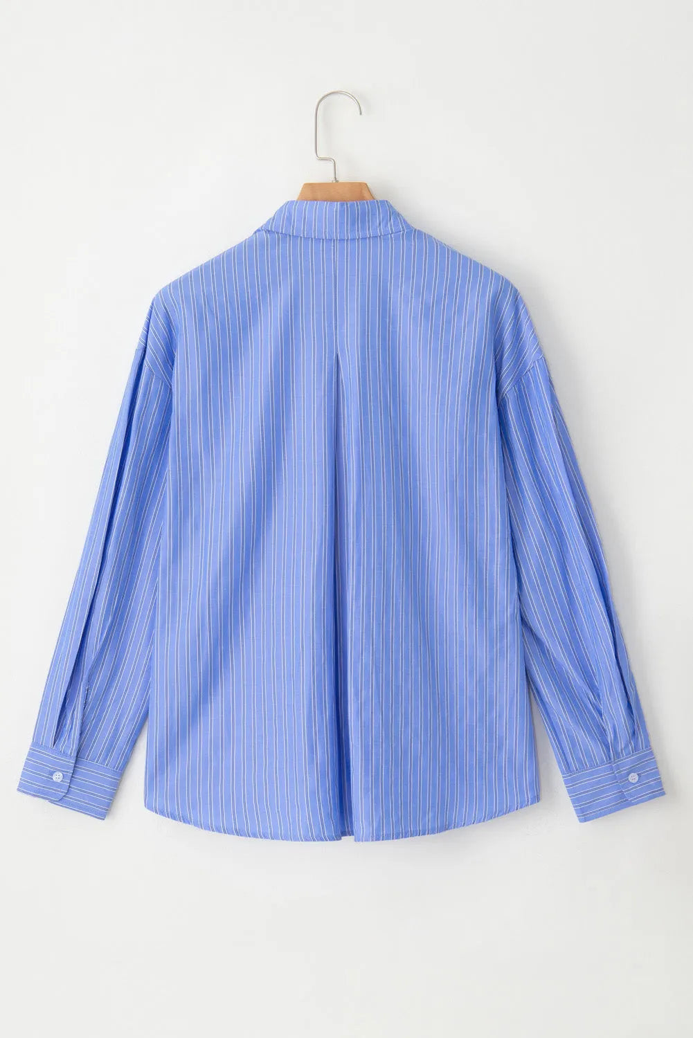 Blue Stripe Button Up Oversized Casual Shirt - Chic Meadow Boutique 