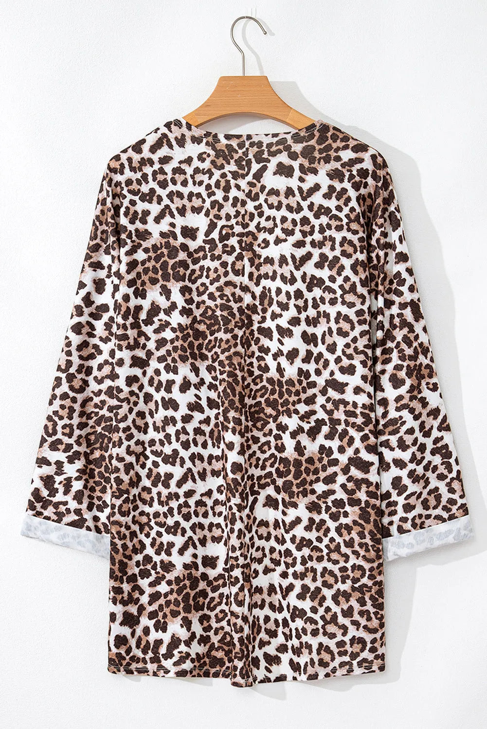 Khaki Leopard Print Batwing Sleeve Loose Tunic Cardigan - Chic Meadow Boutique 