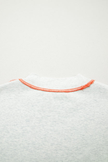 Light Grey Reversible Contrast-Stitched T-Shirt
