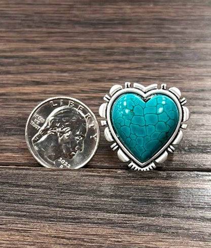 750458, Heart Turquoise Adjustable Ring