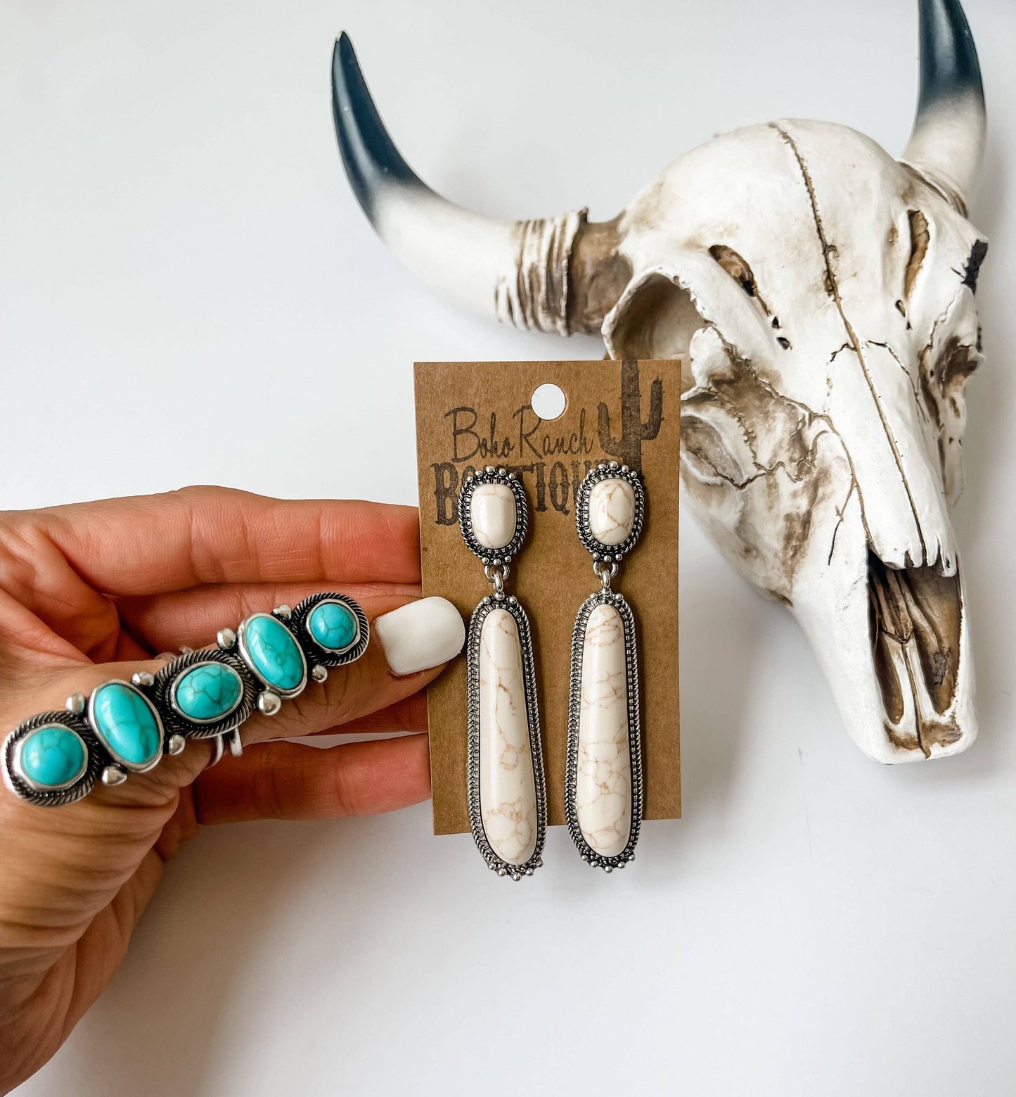 Western Cluster Cuff Turquoise Ring