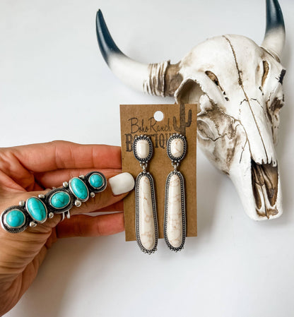 Western Cluster Cuff Turquoise Ring