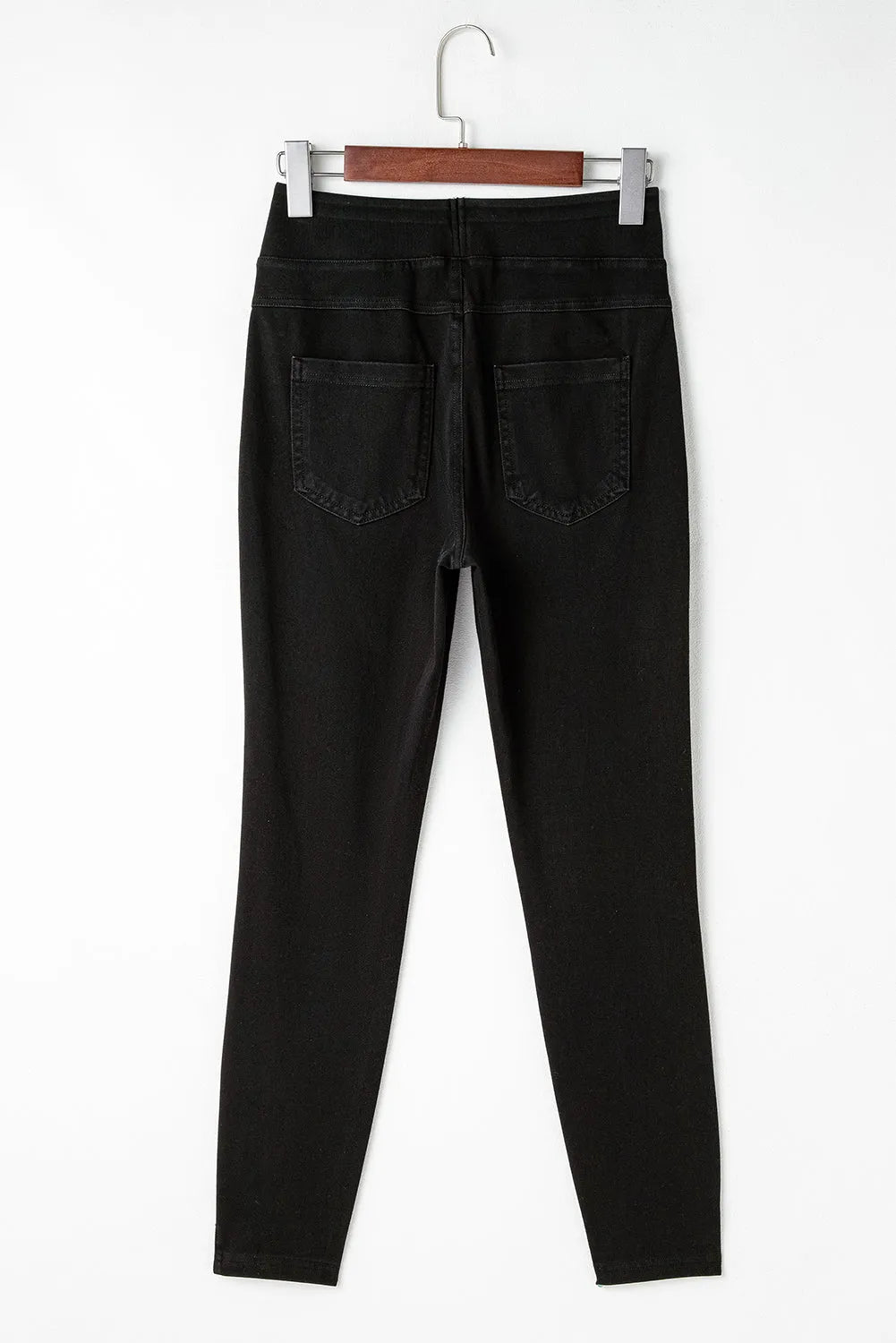 Black Back Pocket Stretchy Denim Casual Leggings - Chic Meadow Boutique 