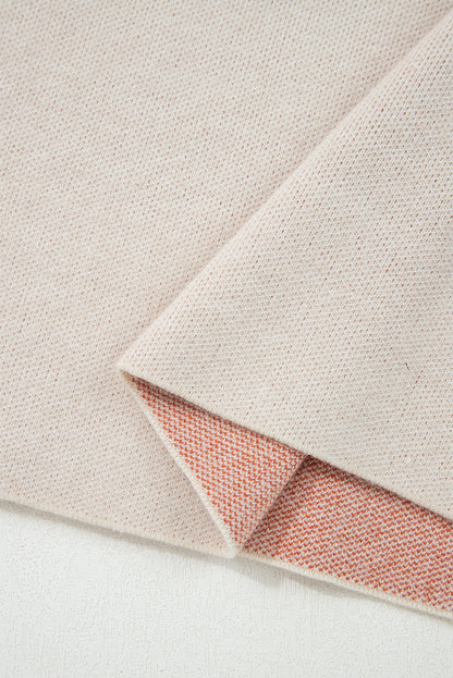 Beige Bold Flower Pattern Wide Sleeve Baggy Sweater