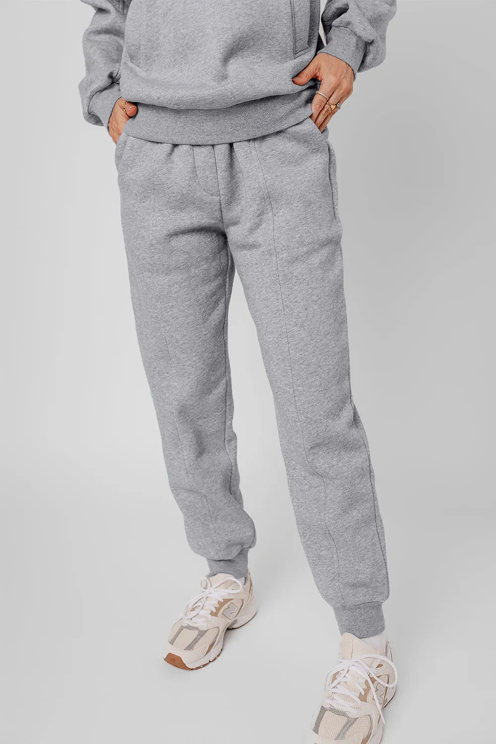 Gray Solid Exposed Seams Hoodie and Joggers Activewear Set - Chic Meadow Boutique 