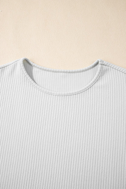 Light Grey Textured Loose T Shirt