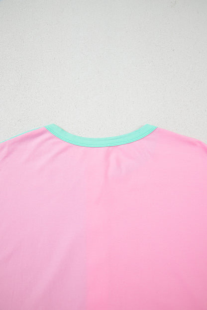 Mint Green Two Tone Half Buttons Collared T Shirt