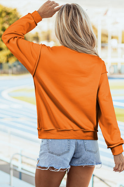 Carrot Oversize Drop Shoulder Reversible Mock Neck Sweatshirt