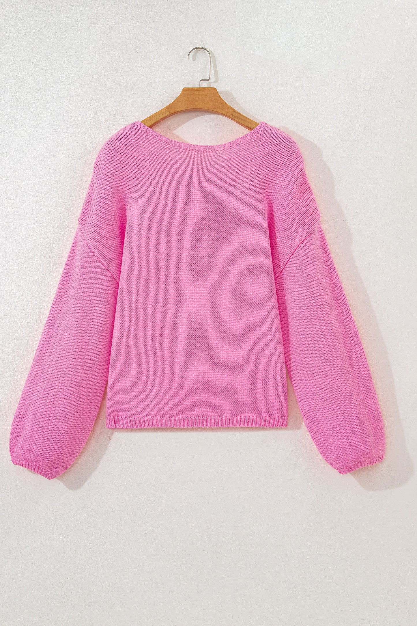 Bonbon Festive Bow Backless Bubble Sleeve Sweater