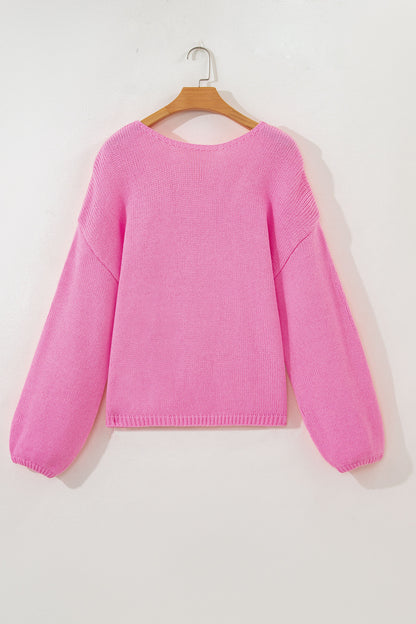 Bonbon Festive Bow Backless Bubble Sleeve Sweater