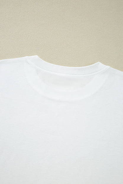 White Lace Long Sleeve Insert Drop Shoulder Tee