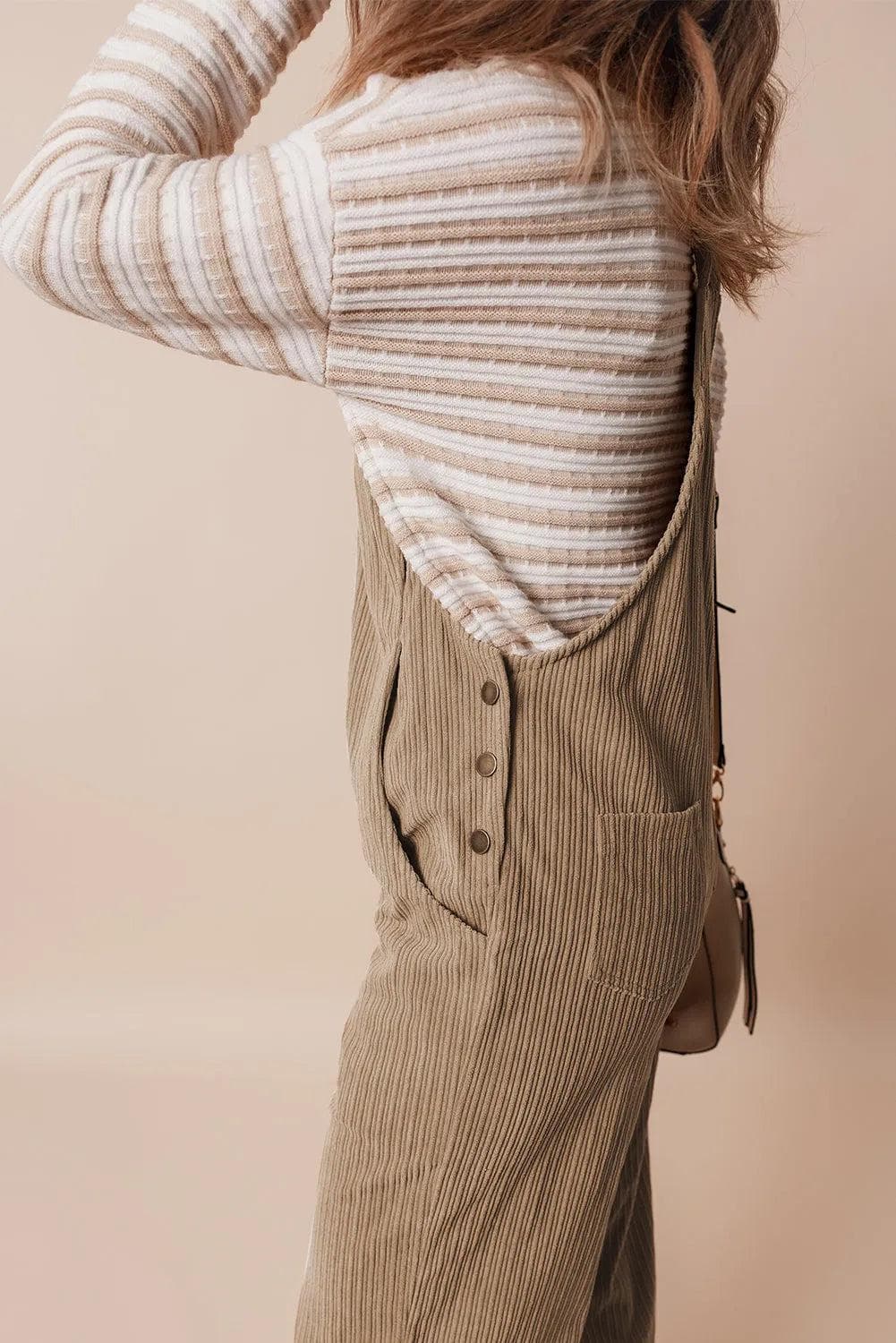 Bottoms/Jumpsuits & Rompers Gray Morn Solid Pocketed Loose Fit Corduroy Overall