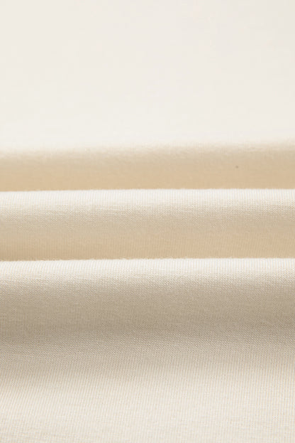 Khaki Stripe Stitched Detail Color Block Patchwork Oversized Pullover Top