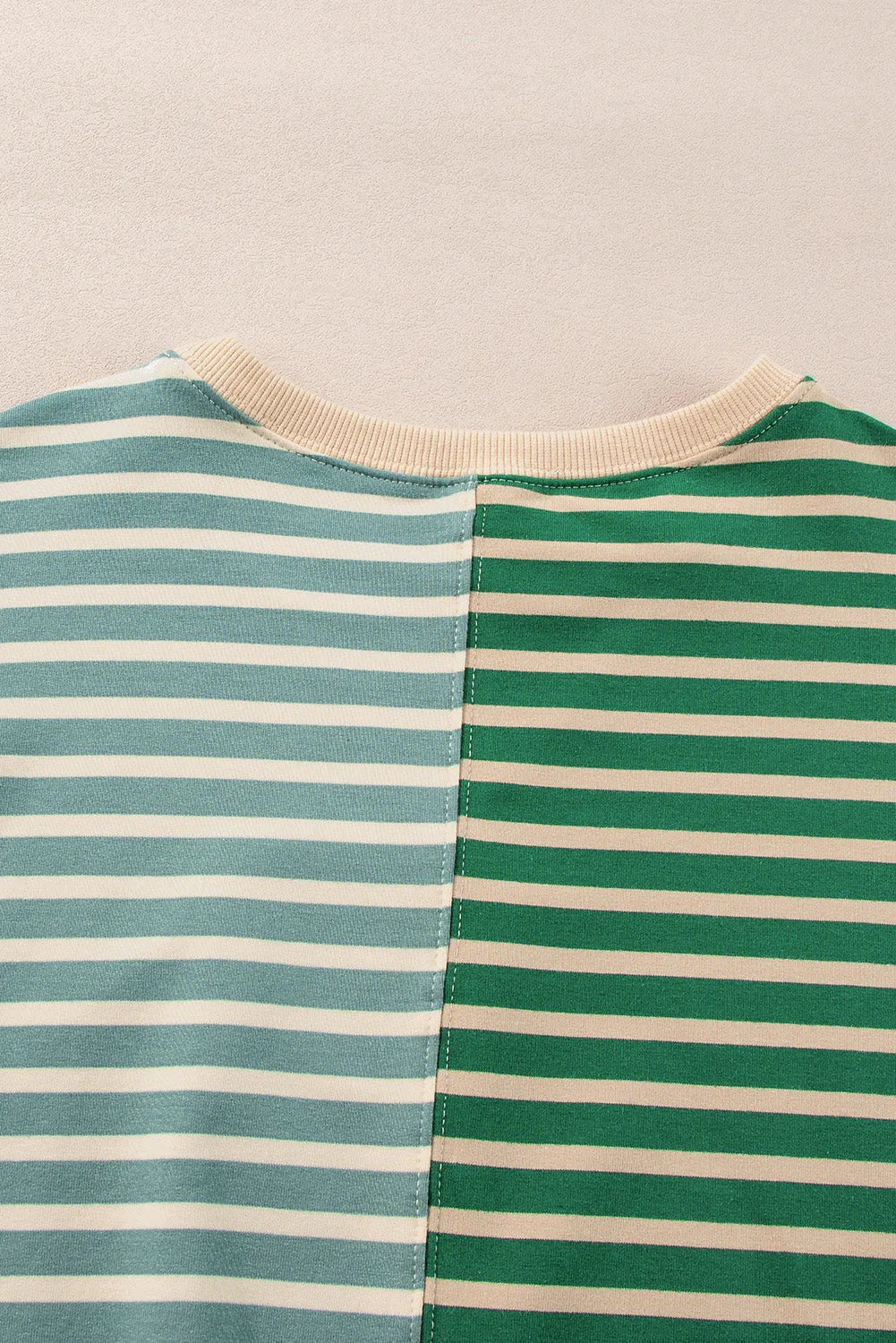 Green Stripe Casual Stripe Colorblock Drop Shoulder Oversize Sweatshirt - Chic Meadow Boutique 