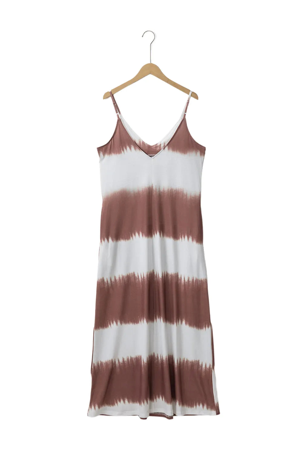 White Stripe Striped Tie Dye Spaghetti Strap Maxi Dress - Chic Meadow Boutique 