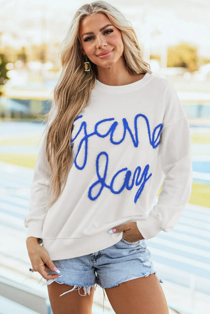 Tops/Sweatshirts & Hoodies White Tinsel Game Day Drop Shoulder Graphic Sweatshirt