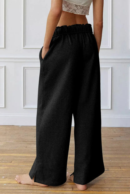 Black Elastic High Waist Drawstring Sweatpants - Chic Meadow Boutique 