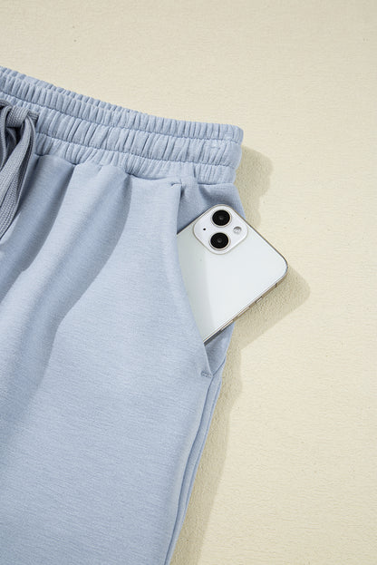 Beau Blue Half Zip Thumbhole Sleeve Hoodie Active Pants 2pcs Outfit
