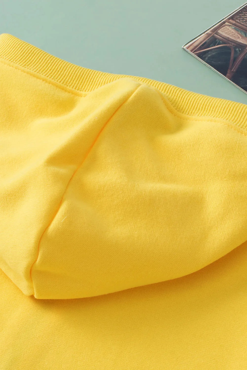 Tops/Sweatshirts & Hoodies Yellow Ribbed Trim Kangaroo Pocket Zipped Hoodie