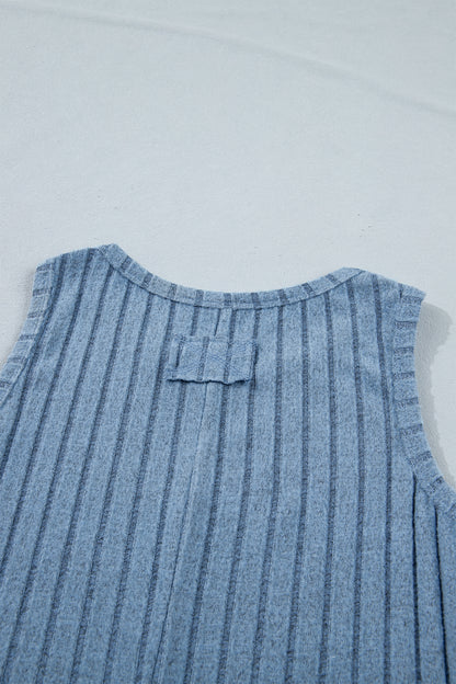 Sky Blue Slim Ribbed Mineral Wash Tank Top