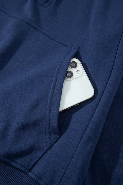 Navy Blue Long Sleeve Zip-Up Top Elastic Waist Skort Set