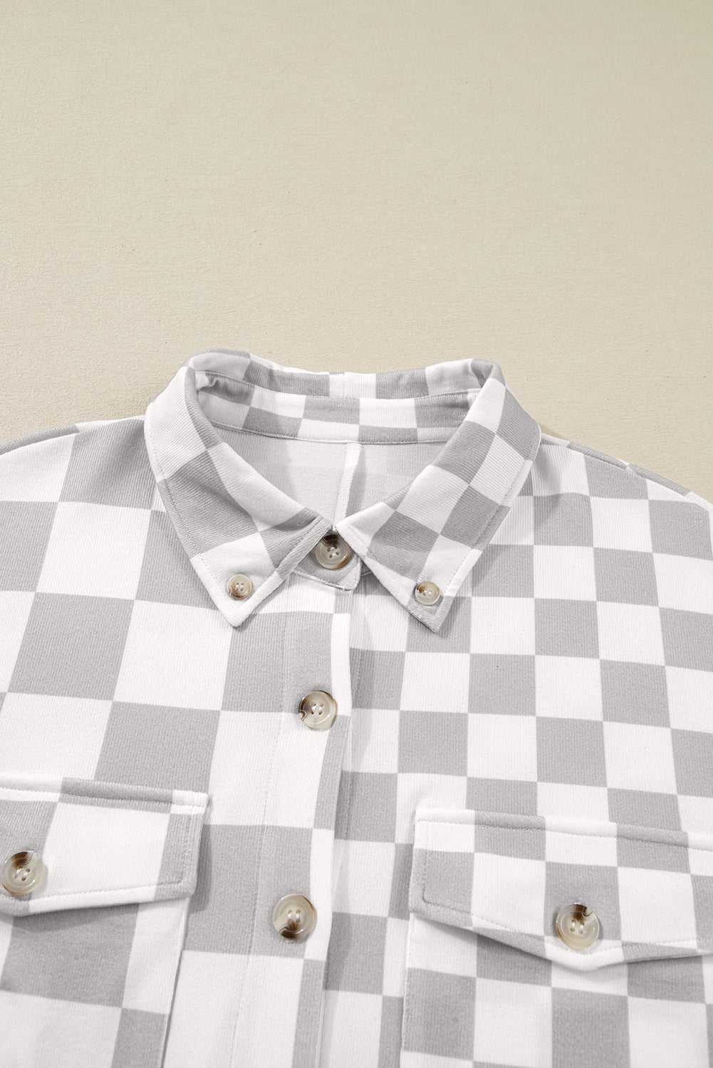 Khaki Checkered Buttoned Down Casual Western Jacket