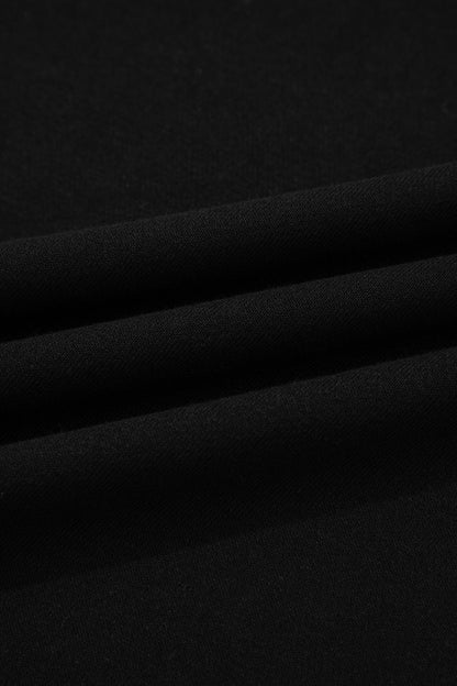 Black Solid Color Oversize Slit Sweatshirt Ribbed Leggings 2pcs Set