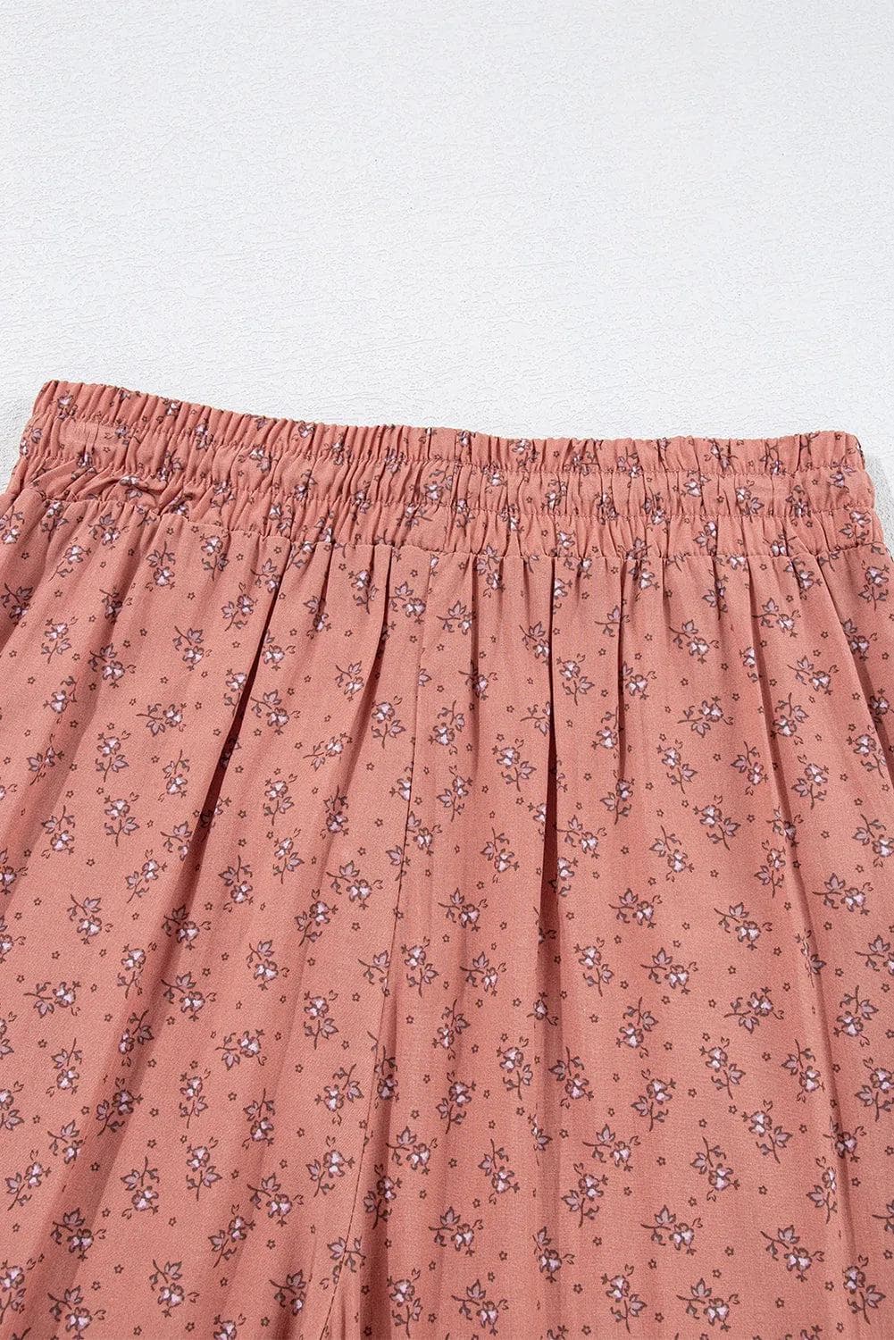 Bottoms/Pants & Culotte Pink Boho Floral Printed Wide Leg Jogger Pants