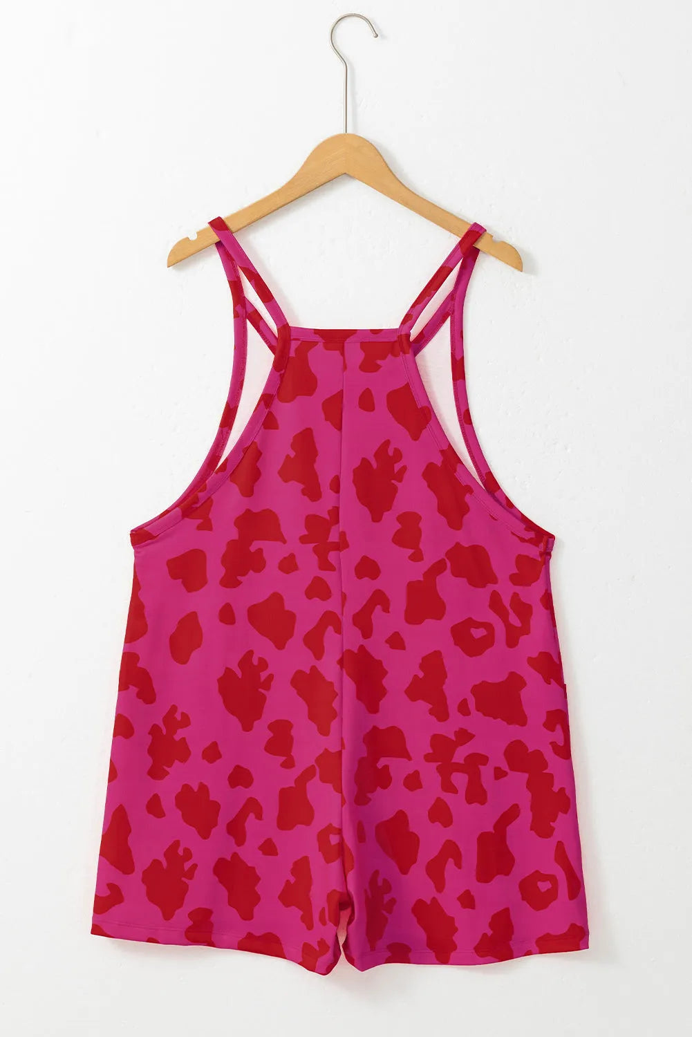 Rose Red Leopard Pocketed V Neck Sleeveless Romper - Chic Meadow Boutique 