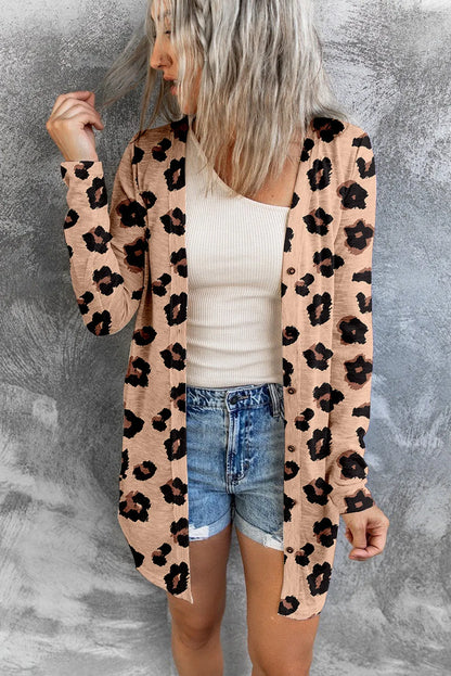 Leopard Printed Open Front Cardigan - Chic Meadow Boutique 