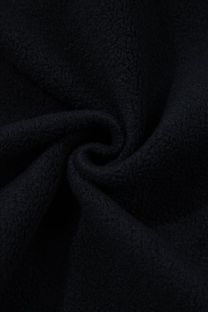 Black Oversize Drop Shoulder Reversible Mock Neck Sweatshirt