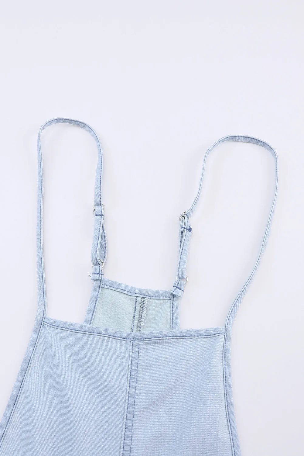 Sky Blue Chambray Pocketed Adjustable Straps Jumpsuit - Chic Meadow Boutique 