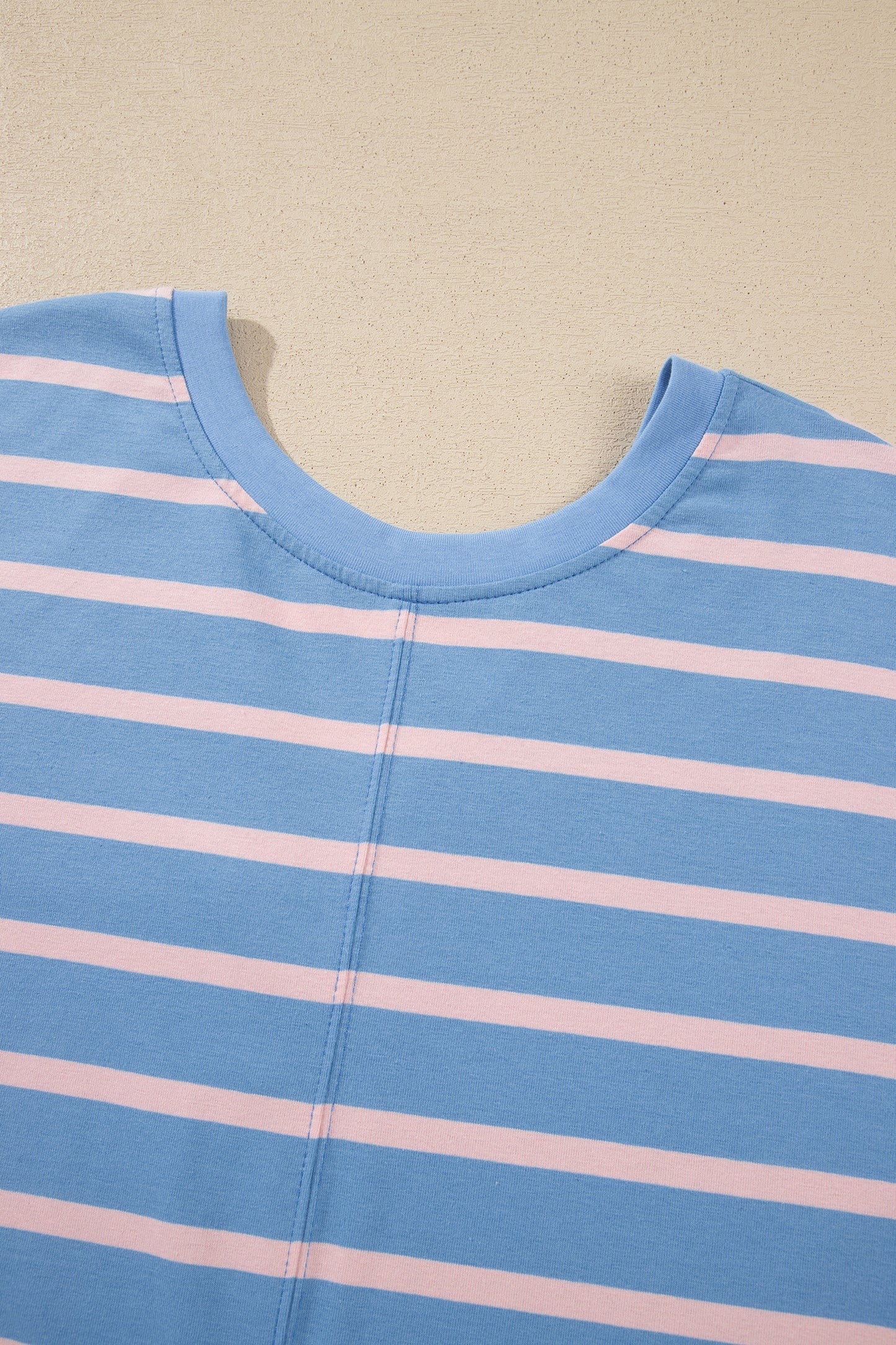 Sky Blue Stripe V Neck Short Sleeve Double Wear Loose Romper