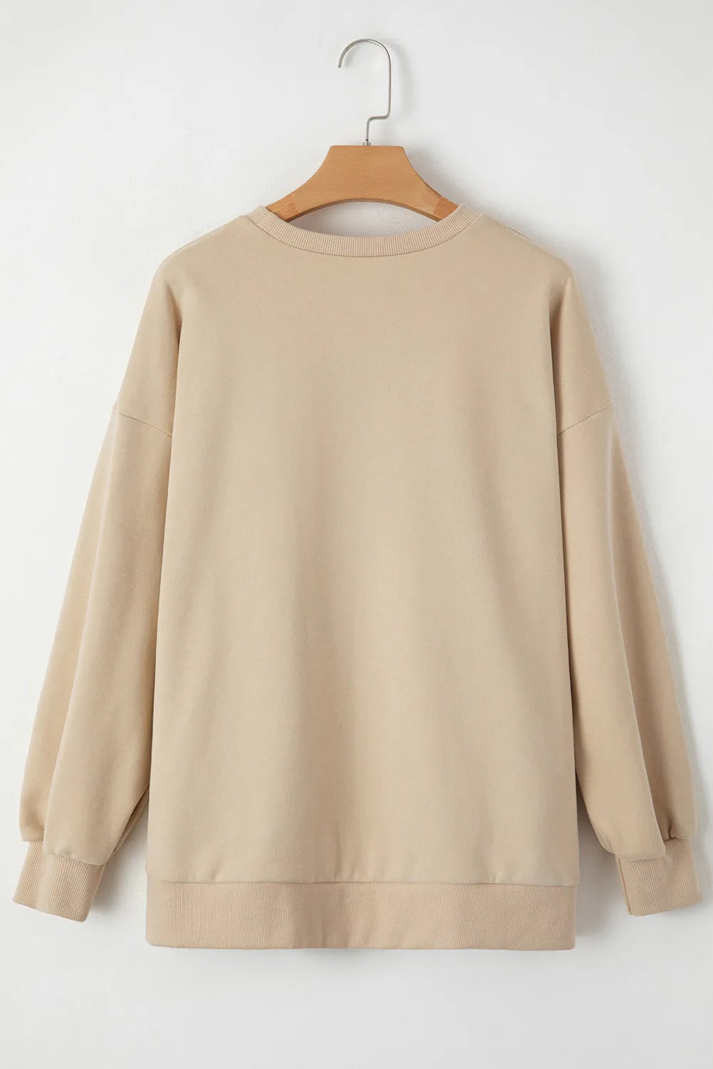 Apricot Solid Fleece Lined Drop Shoulder High Low Sweatshirt - Chic Meadow Boutique 