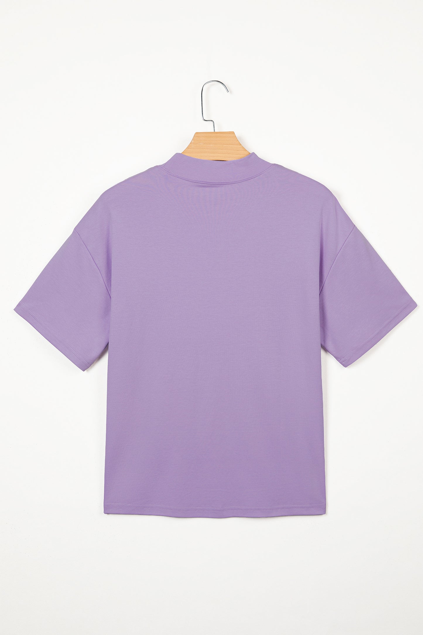 Wisteria Solid Color High Neck Oversize Tee