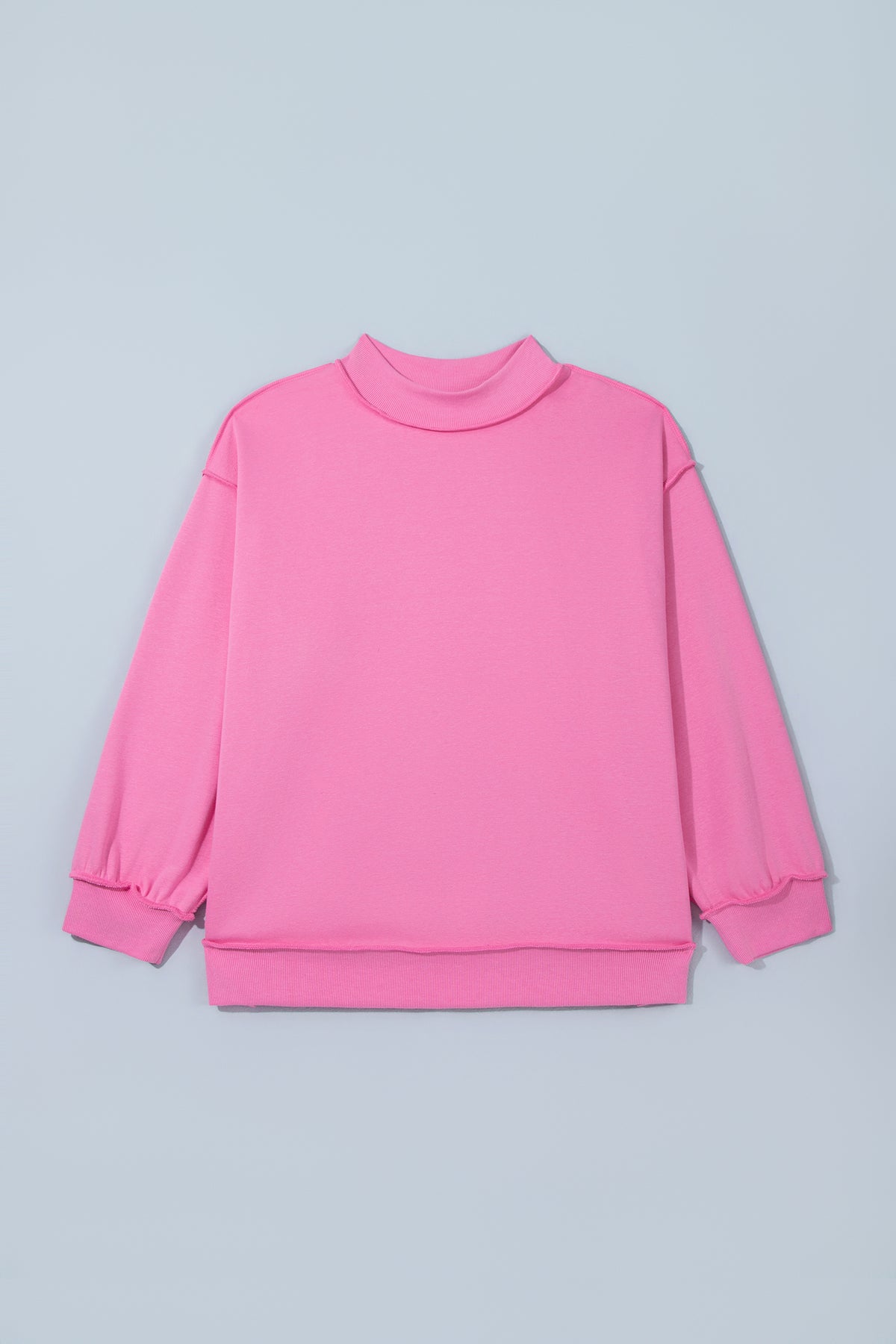 Bright Pink Exposed Seam Detail Reversible Double Wear Plus Size Sweatshirt