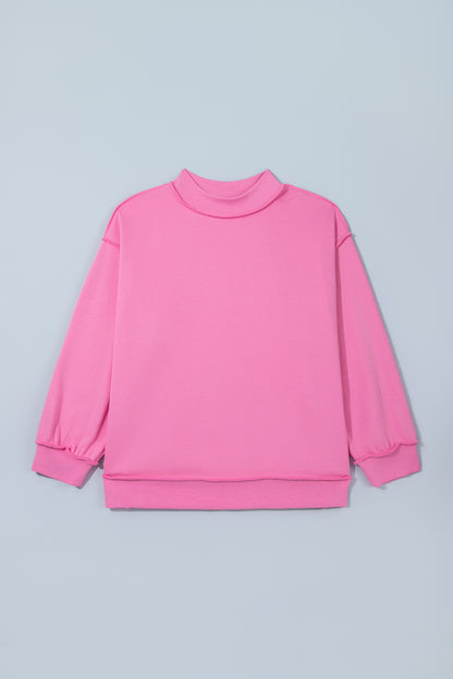 Bright Pink Exposed Seam Detail Reversible Double Wear Plus Size Sweatshirt