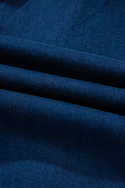 Dirty blue Sleeveless Zipped Bodycon Denim Short Dress