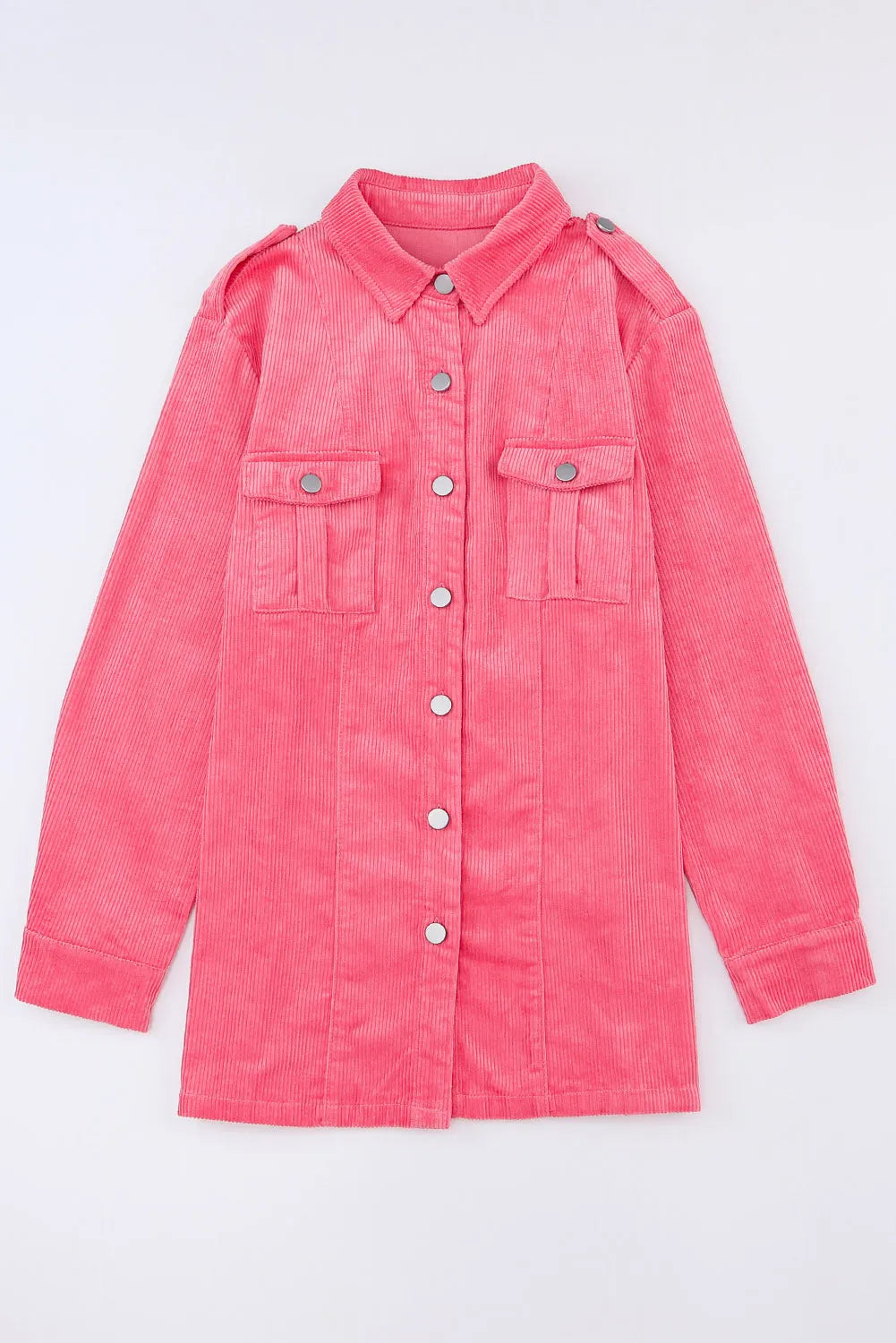 Pink Buttoned Flap Pocket Corduroy Jacket - Chic Meadow Boutique 