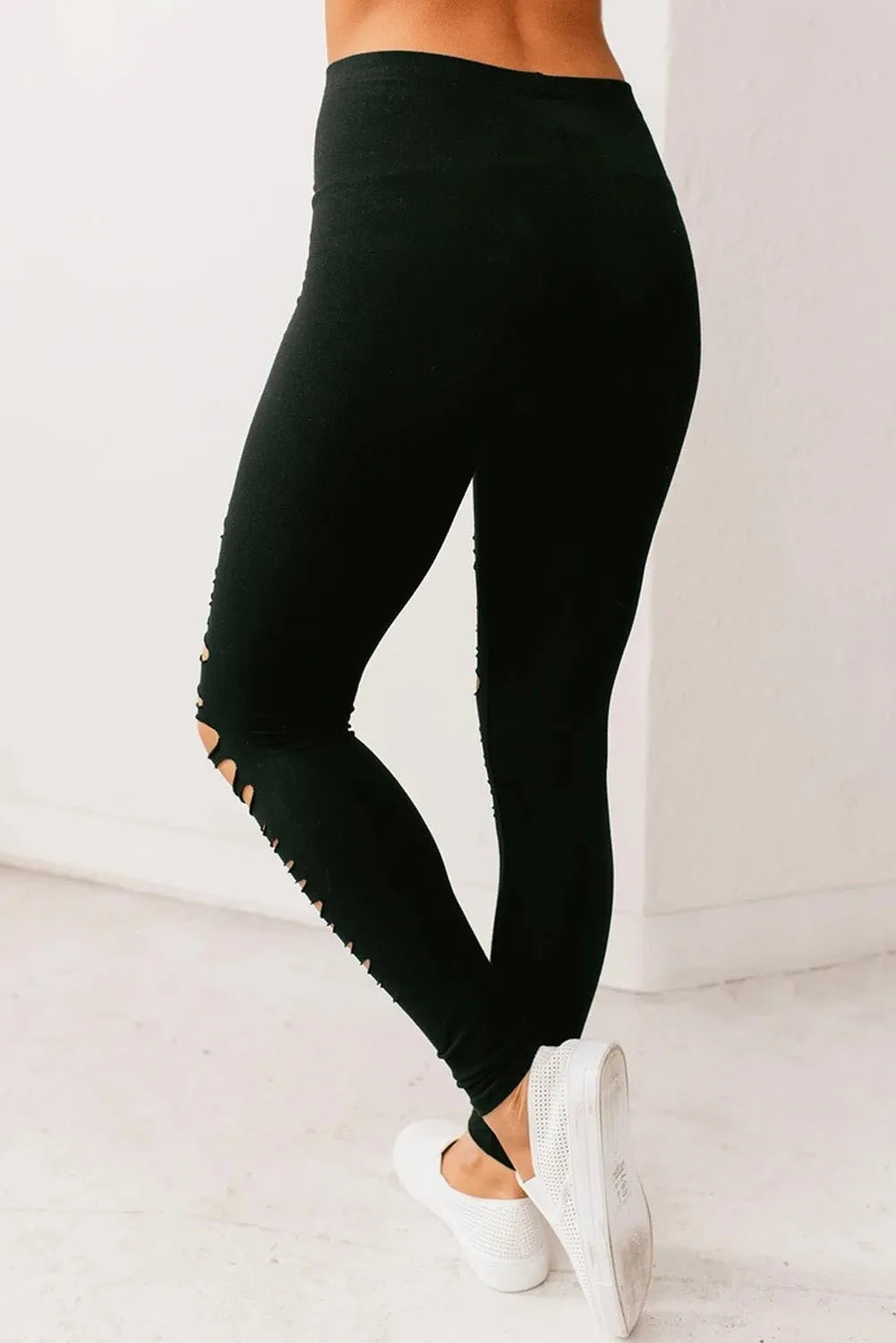 Black Distressed Leggings - Chic Meadow Boutique 