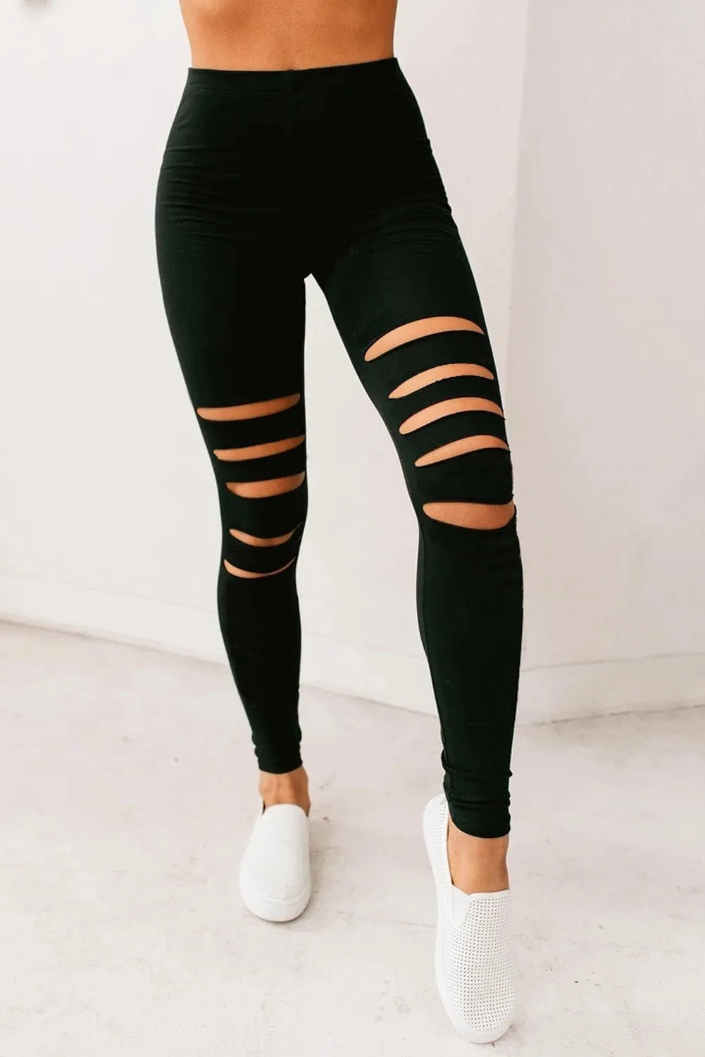 Black hollow out fitness Activewear leggings - Chic Meadow Boutique 